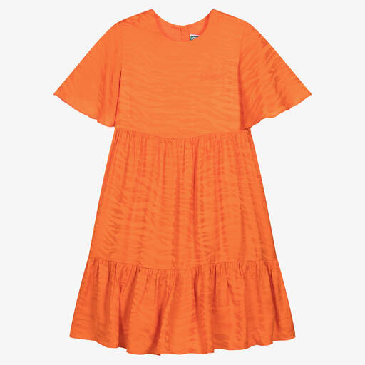 KENZO KIDS-Teen Girls Orange Tiger Stripe Dress | Childrensalon Outlet