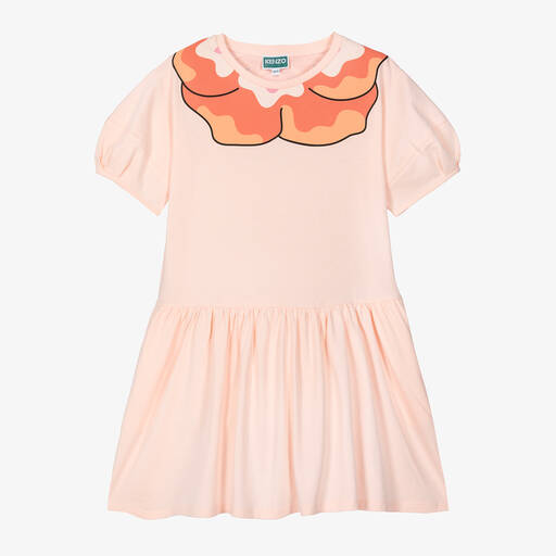 KENZO KIDS-فستان قطن لون زهري بطبعة ورود للمراهقات | Childrensalon Outlet