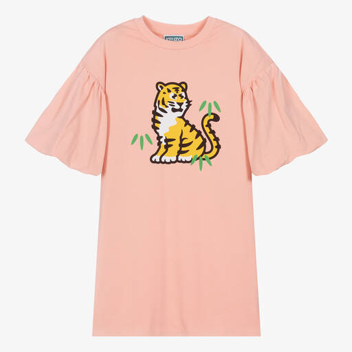 KENZO KIDS-Teen Girls Pink Cotton KOTORA Tiger Dress | Childrensalon Outlet