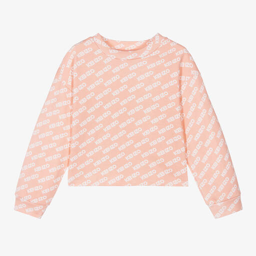KENZO KIDS-Teen Girls Pink Cotton Sweatshirt  | Childrensalon Outlet