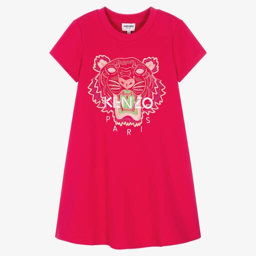 KENZO KIDS-Teen Girls Pink Cotton Tiger Dress | Childrensalon Outlet