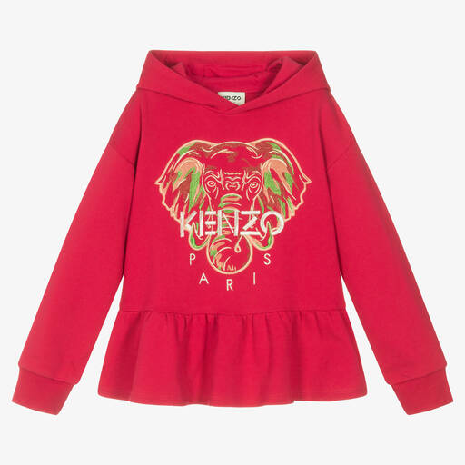 KENZO KIDS-Teen Girls Pink Elephant Hooded Sweatshirt | Childrensalon Outlet