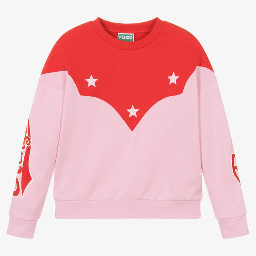 KENZO KIDS-Sweat rose et rouge varsity ado fille | Childrensalon Outlet