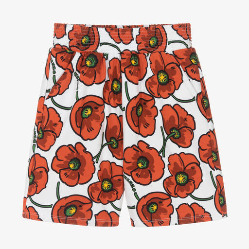 KENZO KIDS-Teen Girls Red Cotton Poppy Logo Shorts | Childrensalon Outlet