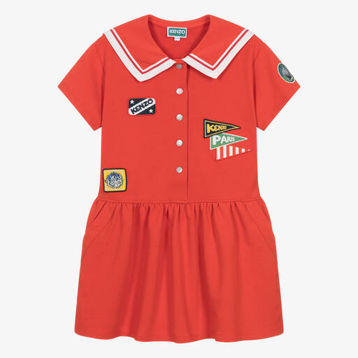 KENZO KIDS-Teen Girls Red Cotton Sailor Dress | Childrensalon Outlet