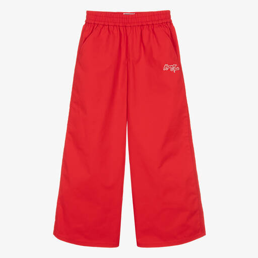 KENZO KIDS-Красные хлопковые брюки с драконом для девочек-подростков | Childrensalon Outlet