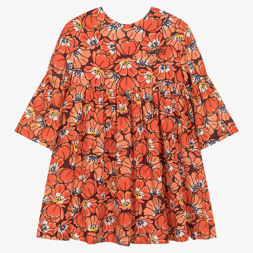 KENZO KIDS-Teen Girls Red & Orange Floral Dress | Childrensalon Outlet