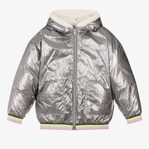 KENZO KIDS-Teen Girls Silver Puffer Coat | Childrensalon Outlet