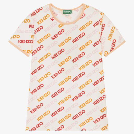 KENZO KIDS-Teen Girls White Cotton Piqué Logo T-Shirt | Childrensalon Outlet