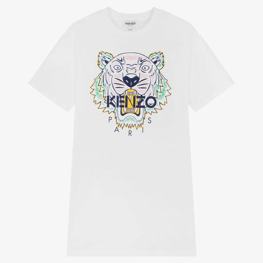 KENZO KIDS-Teen Girls White Tiger Cotton Dress | Childrensalon Outlet