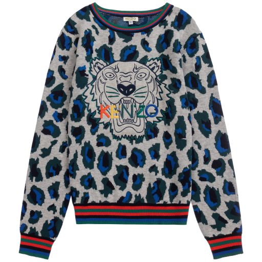 KENZO KIDS-Teen Grey  Knitted Sweater | Childrensalon Outlet