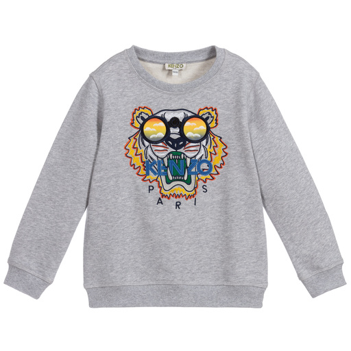 KENZO KIDS-Teen Grey Tiger Sweatshirt | Childrensalon Outlet