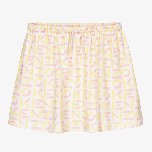 KENZO KIDS-Teen Ivory Piqué Logo Skirt | Childrensalon Outlet