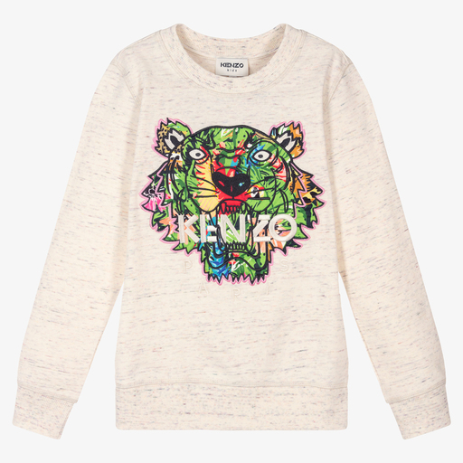 KENZO KIDS-Teen Ivory Tiger Sweatshirt | Childrensalon Outlet