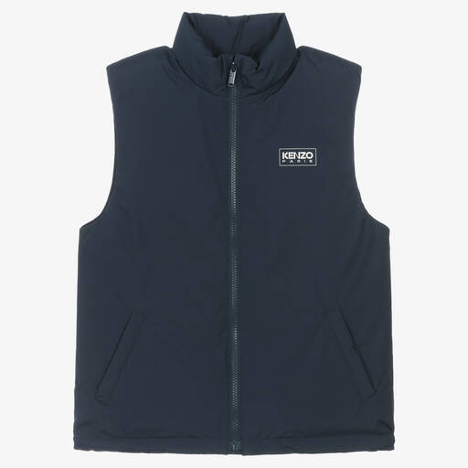 KENZO KIDS-Teen Navy Blue Down Padded Gilet | Childrensalon Outlet