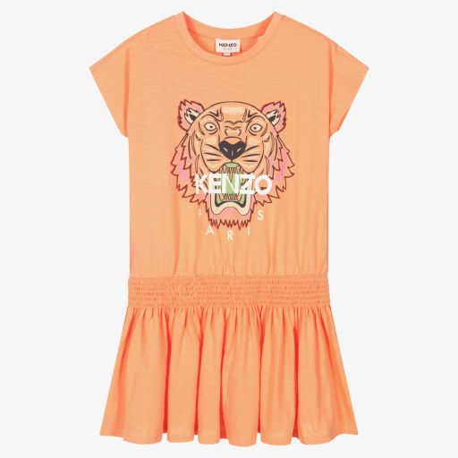 KENZO KIDS-فستان تينز بناتي قطن عضوي جيرسي لون زهري | Childrensalon Outlet