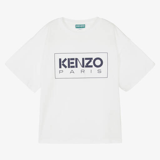KENZO KIDS-تيشيرت تينز قطن عضوي لون أبيض | Childrensalon Outlet