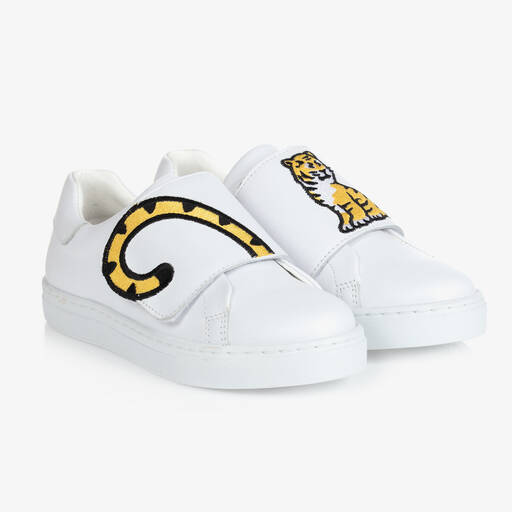 KENZO KIDS-White KOTORA Leather Trainers | Childrensalon Outlet