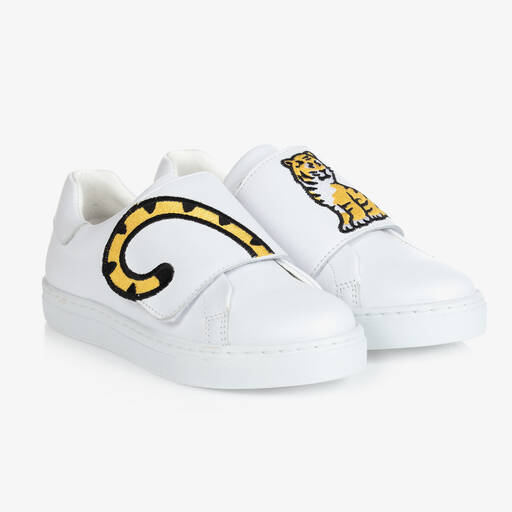 KENZO KIDS-ترينرز جلد لون أبيض | Childrensalon Outlet