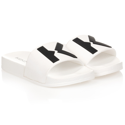 KENZO KIDS-White Logo Sliders | Childrensalon Outlet