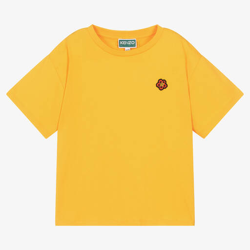 KENZO KIDS-Yellow Cotton Boke Flower T-Shirt | Childrensalon Outlet
