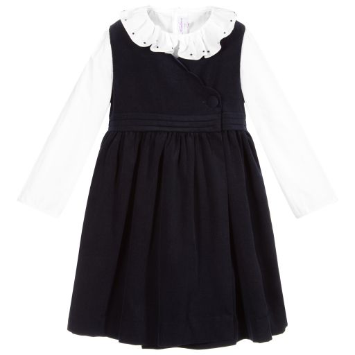 Kidiwi-Ensemble robe chasuble bleue et top en coton | Childrensalon Outlet