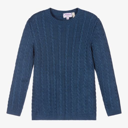 Kidiwi-Blue Knitted Wool Sweater | Childrensalon Outlet