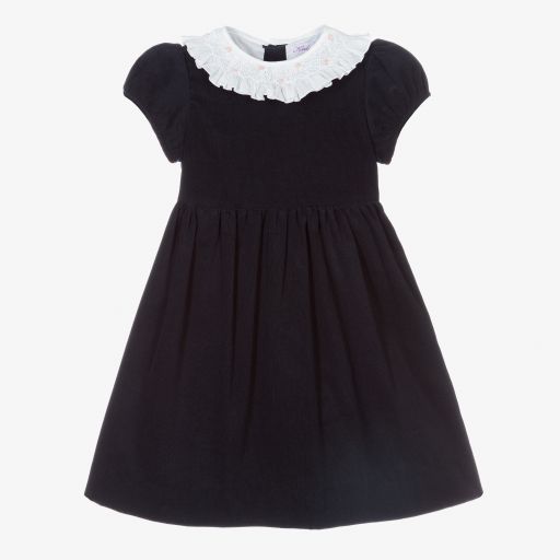 Kidiwi-Blue Smocked Corduroy Dress | Childrensalon Outlet