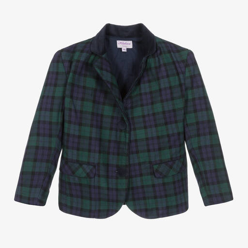 Kidiwi-Boys Navy Blue & Green Tartan Blazer | Childrensalon Outlet