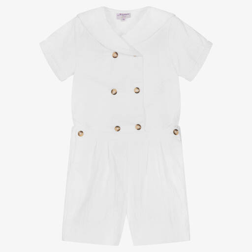 Kidiwi-Boys White Cotton Shorts Set | Childrensalon Outlet