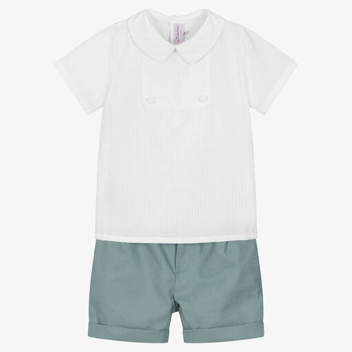 Kidiwi-Белая рубашка и зеленые шорты | Childrensalon Outlet