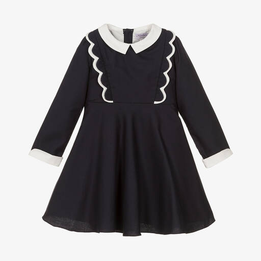 Kidiwi-Girls Blue Cotton Dress  | Childrensalon Outlet