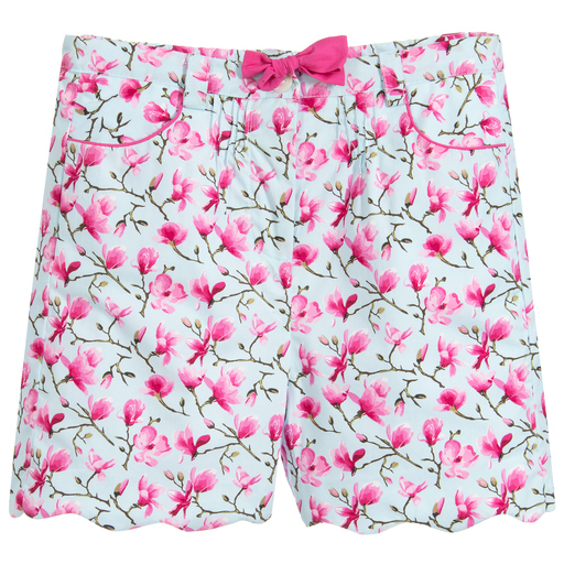 Kidiwi-Girls Blue Cotton Shorts | Childrensalon Outlet