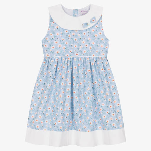 Kidiwi-Girls Blue Floral Print Dress | Childrensalon Outlet