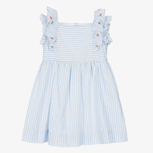 Kidiwi-Robe bleue et blanche rayée fille | Childrensalon Outlet