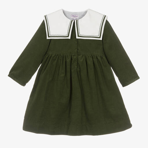 Kidiwi-Girls Green Cord Sailor Dress  | Childrensalon Outlet