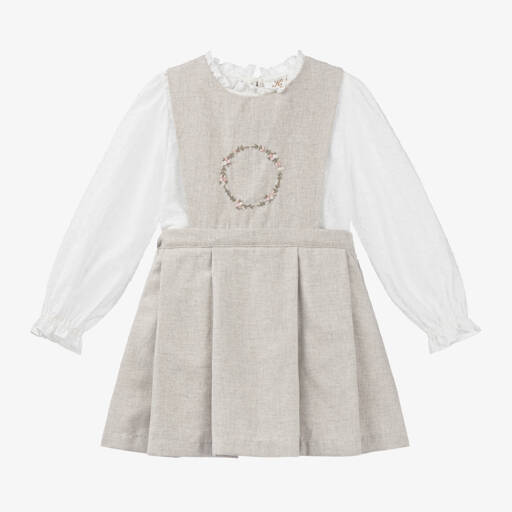 Kidiwi-طقم فستان بينافور قطن لون بيج | Childrensalon Outlet