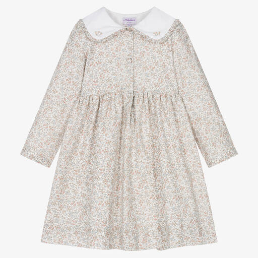 Kidiwi-Кремовое хлопковое платье в цветочек | Childrensalon Outlet