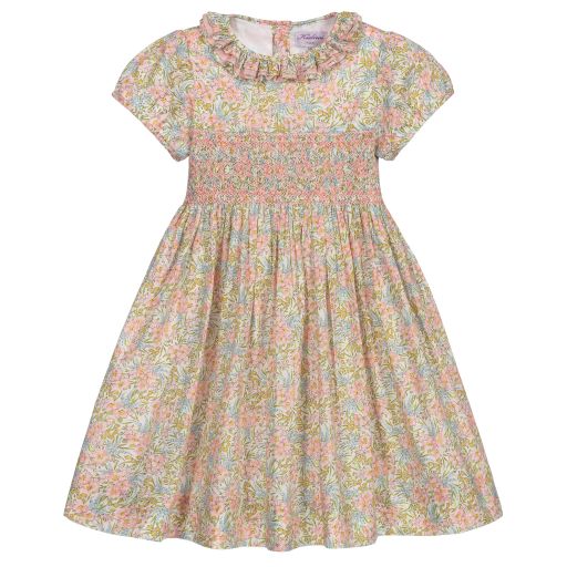 Kidiwi-فستان قطن لون عاجي بطبعة ليبرتي | Childrensalon Outlet