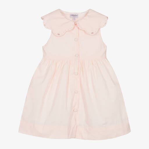 Kidiwi-Girls Pink Collared Cotton Dress | Childrensalon Outlet