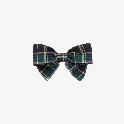 Kidiwi-Girls Tartan Blue Bow Hair Clip | Childrensalon Outlet