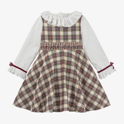 Kidiwi-طقم فستان تارتان قطن لون أحمر | Childrensalon Outlet