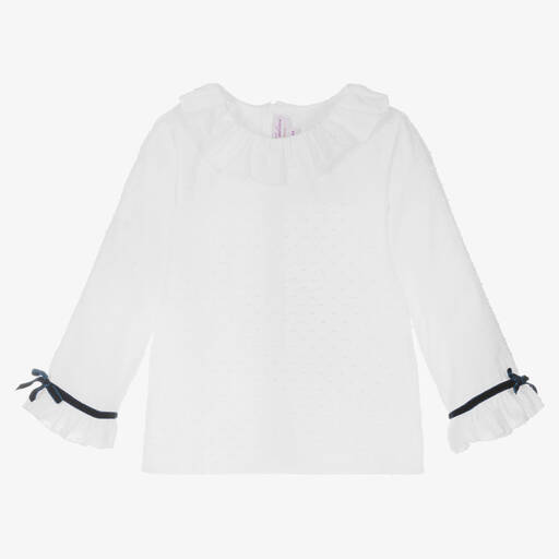 Kidiwi-Girls White Cotton Blouse  | Childrensalon Outlet