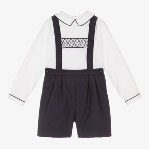 Kidiwi-Junior Boys Navy Cotton Shorts Ensemble | Childrensalon Outlet