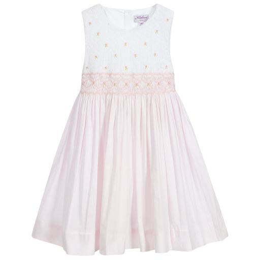 Kidiwi-Pink Smocked Cotton Dress | Childrensalon Outlet