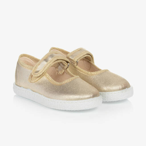 KIKU-Metallic Gold Bar Shoes | Childrensalon Outlet