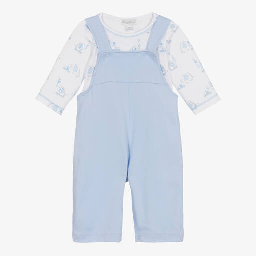 Kissy Kissy-Baby Boys Blue Elephant ABCs Dungaree Set | Childrensalon Outlet