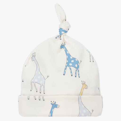 Kissy Kissy-Baby Boys Ivory Giraffe Friends Cotton Hat | Childrensalon Outlet