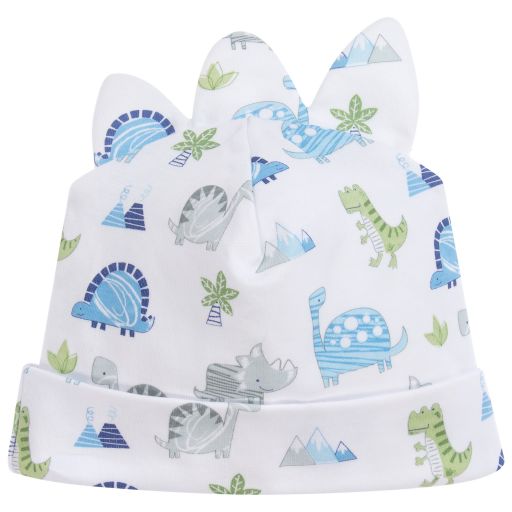 Kissy Kissy-قبعة قطن بيما لون أبيض وأزرق للمواليد | Childrensalon Outlet