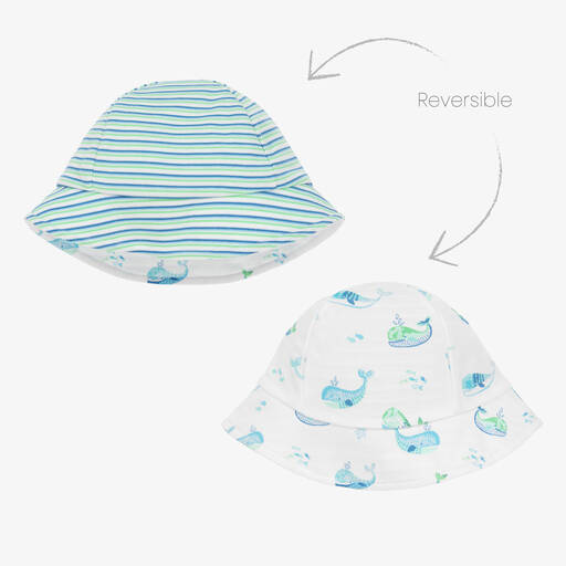 Kissy Kissy-Baby Boys Watercolour Whales Hat | Childrensalon Outlet